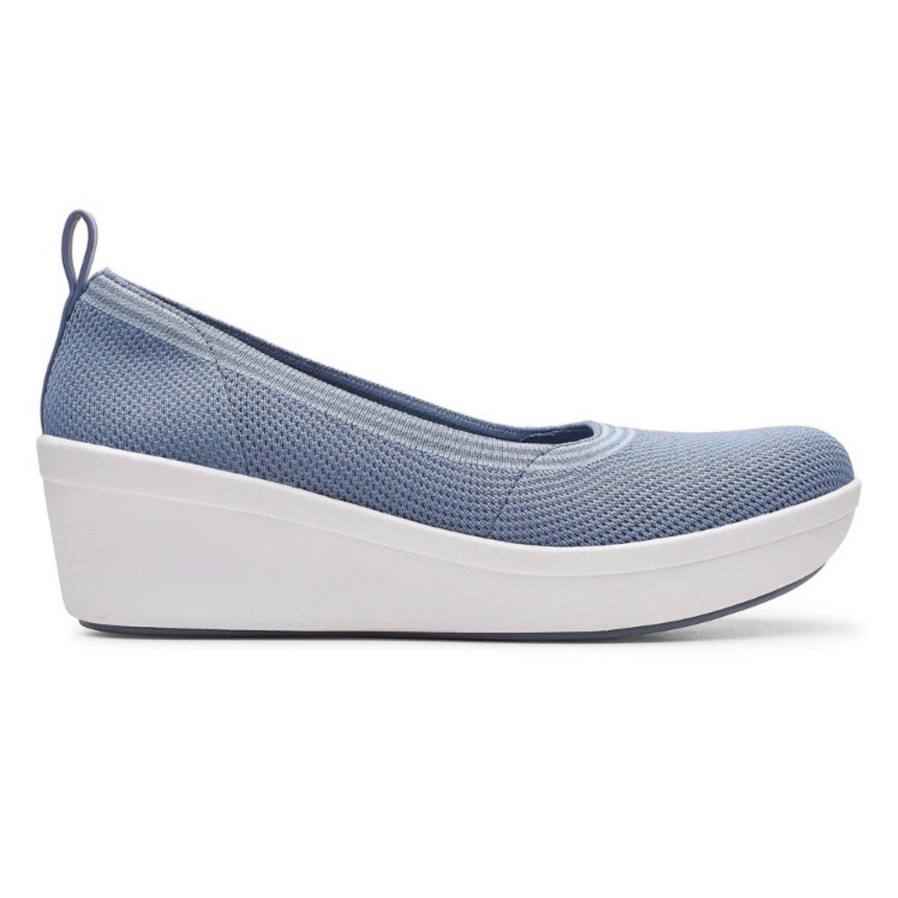 Clarks Cloudsteppers knit wedges.